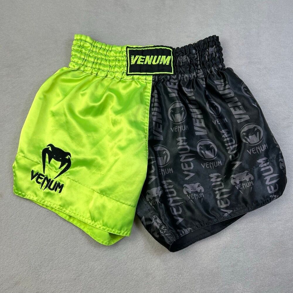 Venum Muay Thai Shorts Mens XXL Neon Green Black MMA Boxing Kickboxing